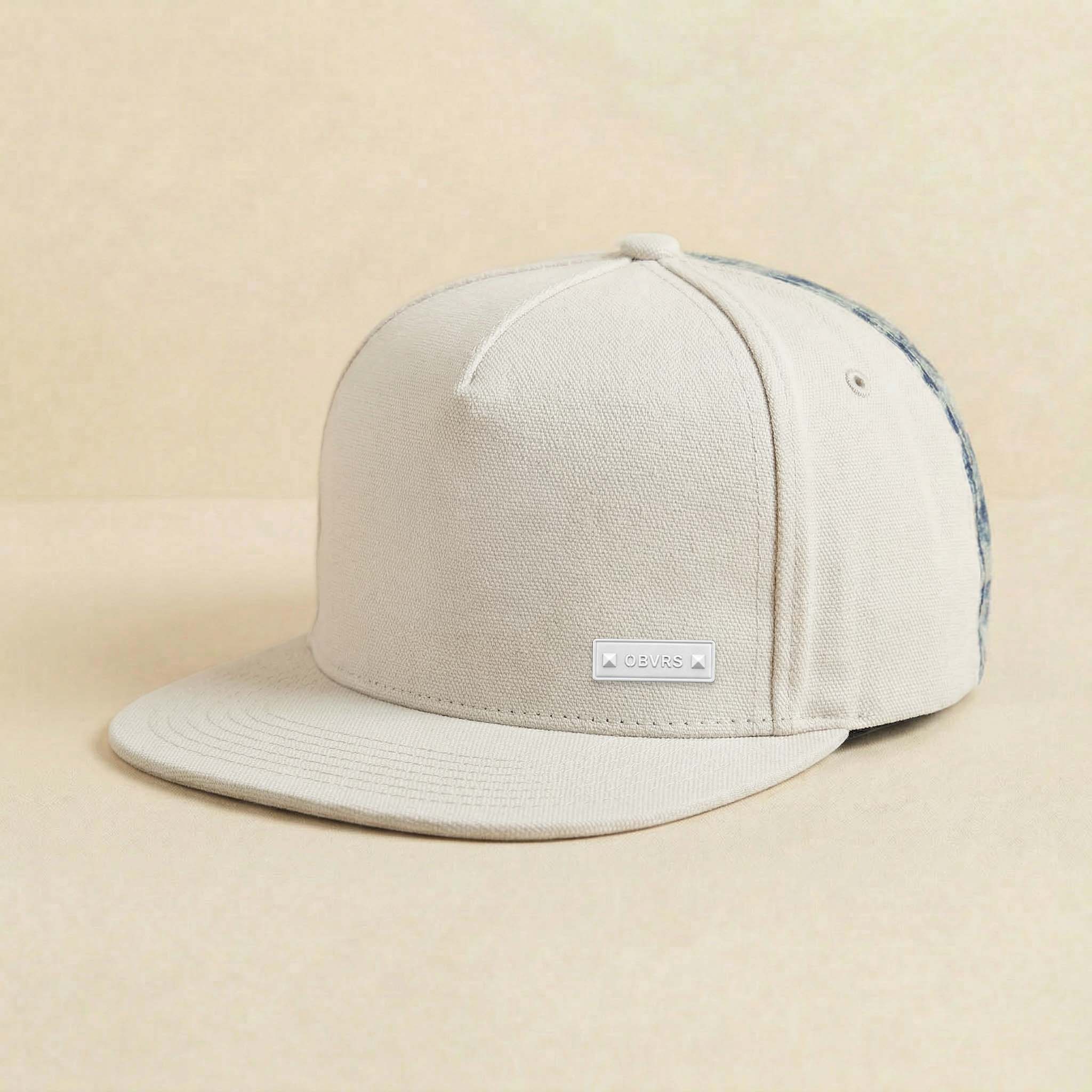 White canvas and denim, front