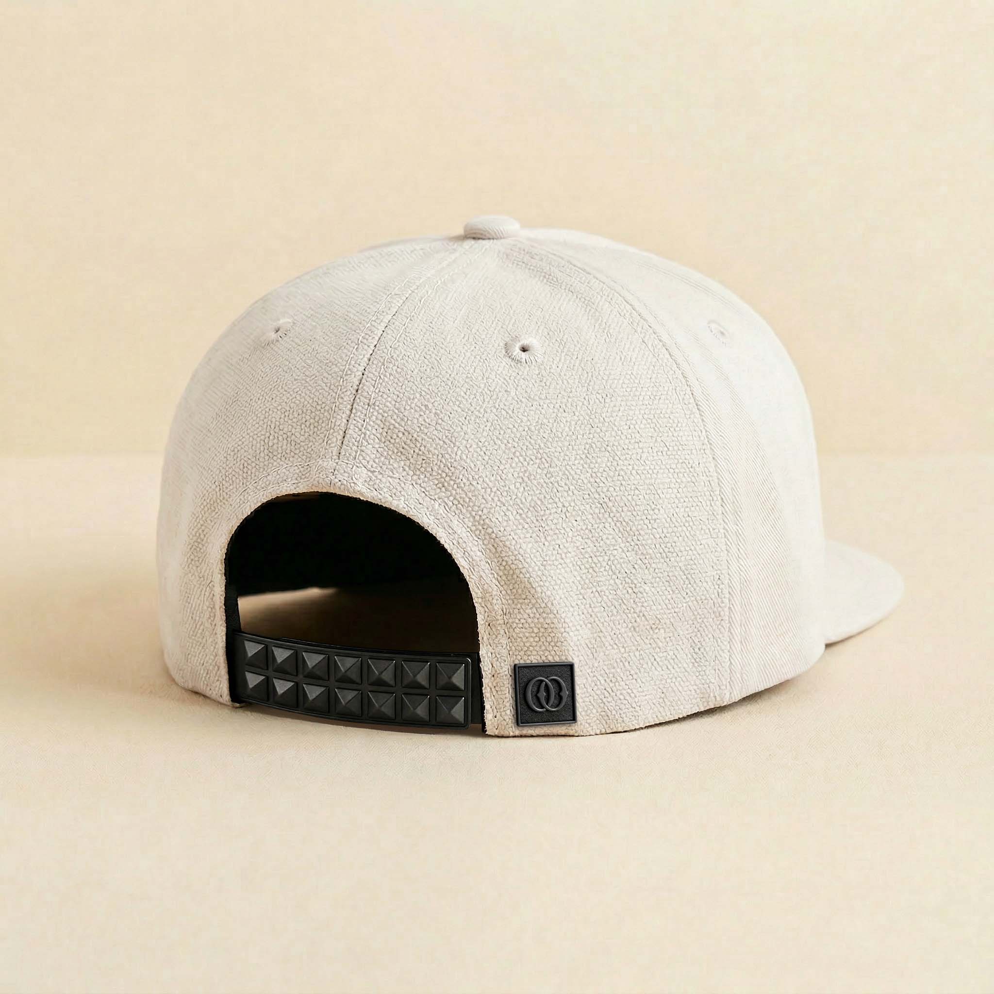 White canvas, back with 2-Row Pyramid Strap